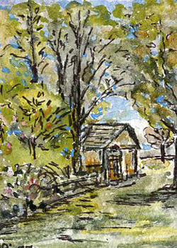 River House Shed  Marinela Manastirli Madison WI watercolor  SOLD